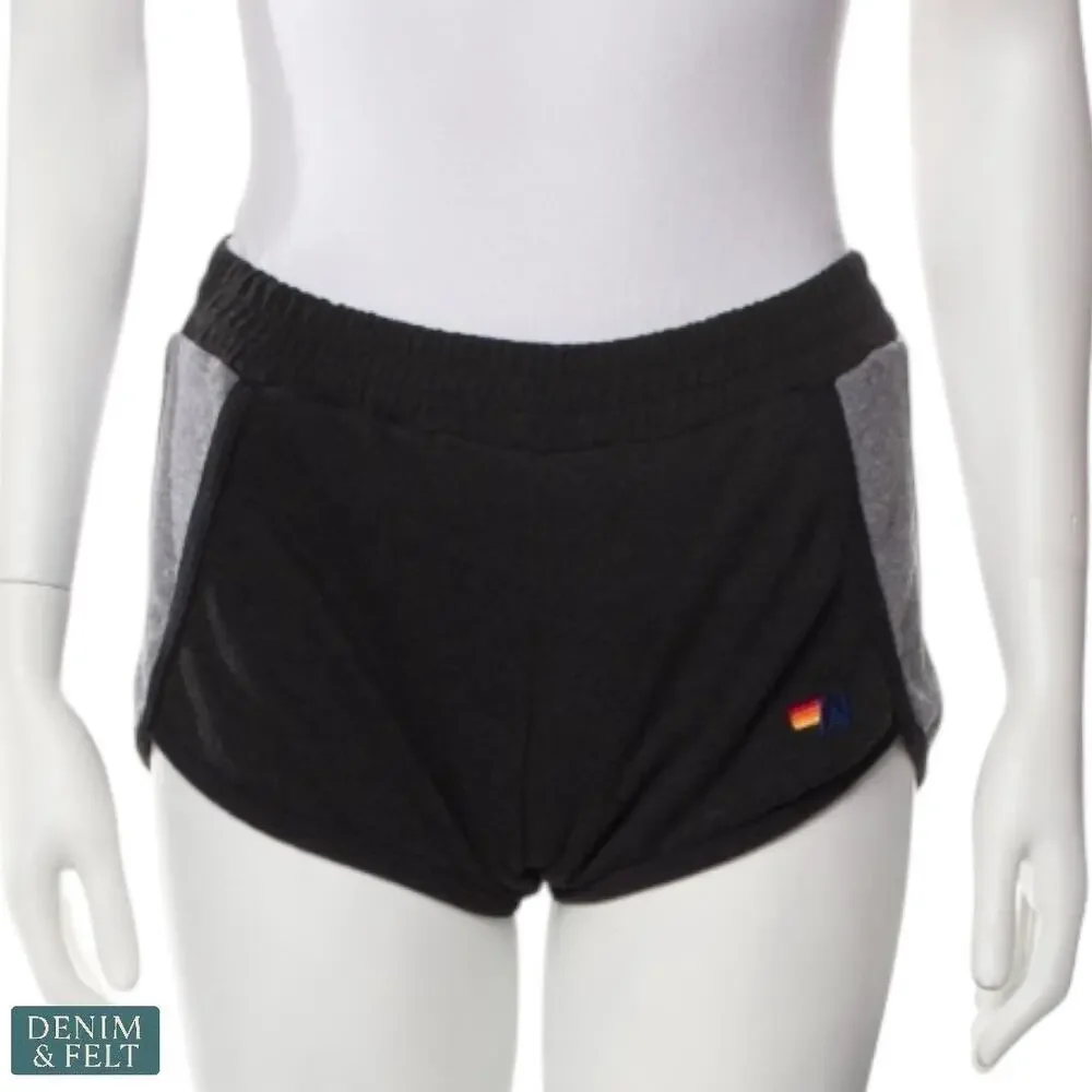 AVIATOR NATION‎ Tri-Tone Lounge Shorts Grey White Black Rainbow Logo Sz S USA